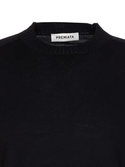 Premiata Ribbed Crewneck Long Sleeve Knit Sweater In Black
