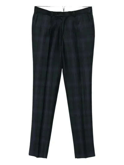 Gabriele Pasini Pleated Plaid Trousers In Blue