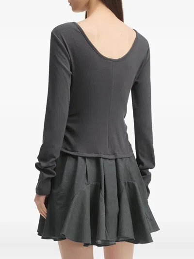 B+ab Long-sleeve Ruffled Dress In Gray