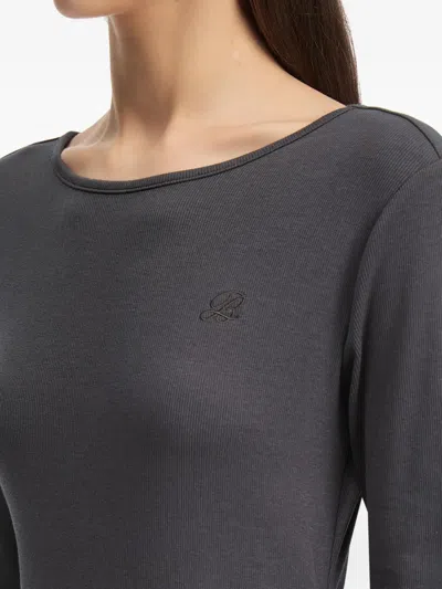 B+ab Long-sleeve Ruffled Dress In Gray