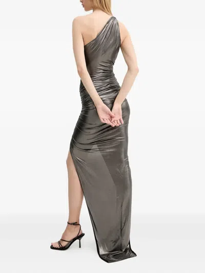 Rick Owens Draped One-shoulder Dress In Gray