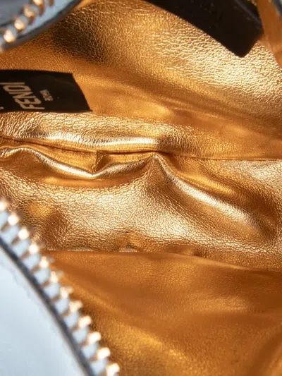 Pre-owned Fendi 2010-2025 Nano Leather Graphy Hobo Bag In Blue