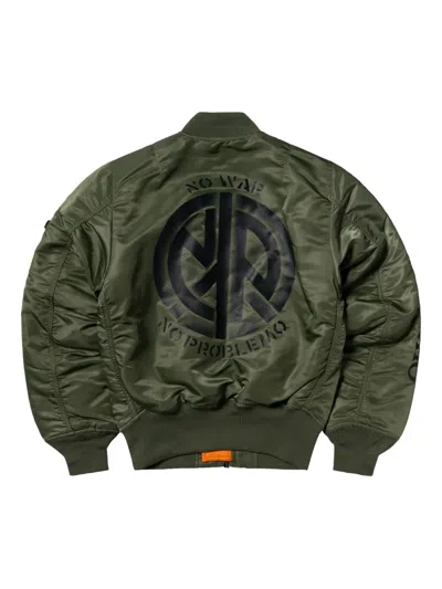 Aries X No Problemo No War Ma-1 Bomber Jacket In Gray