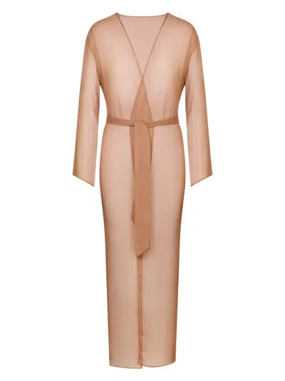 Maison Close Belted Sheer Robe In Neutral | ModeSens