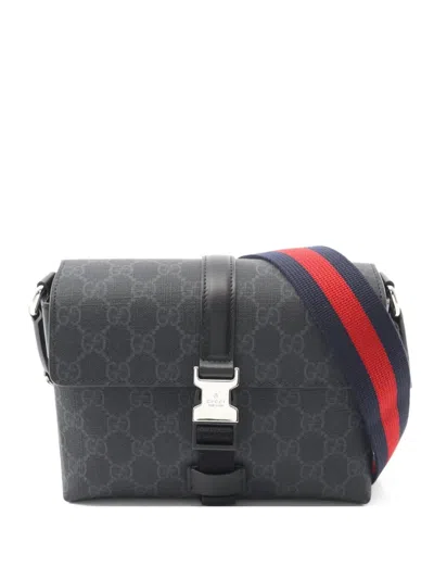 Pre-owned Gucci 2020s Gg Canvas Messenger Bag In Black
