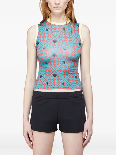 Maisie Wilen Geometric-pattern Sleeveless Top In Blue