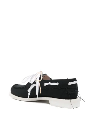 Dsquared2 D2 X Magliano Black Loafers With Logo Patch On The Side And Front Laces In Cotton Man In Black