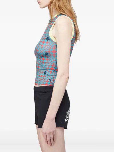 Maisie Wilen Geometric-pattern Sleeveless Top In Blue