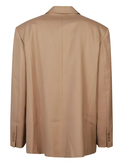 The Frankie Shop Wrap Blazer With Back Vent And Pockets In Nude