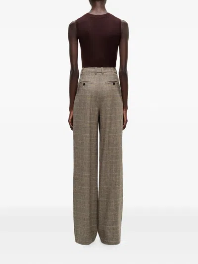 Adam Lippes Check-pattern Tailored Trousers In Brown