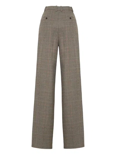 Adam Lippes Check-pattern Tailored Trousers In Brown