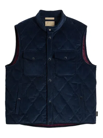 Woolrich Quilted Corduroy Jacket With Stand Collar In Blue