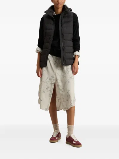 Woolrich Microfiber Padded Vest High Collar In Black