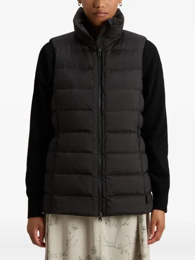 Woolrich Microfiber Padded Vest High Collar In Black