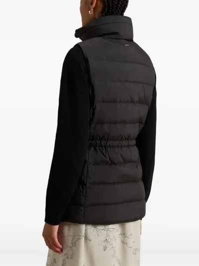 Woolrich Microfiber Padded Vest High Collar In Black