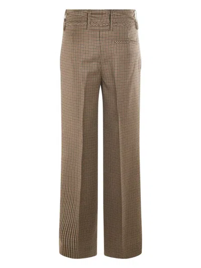 Incotex High Waist Wide Leg Checked Trousers Bow Detail In Brown
