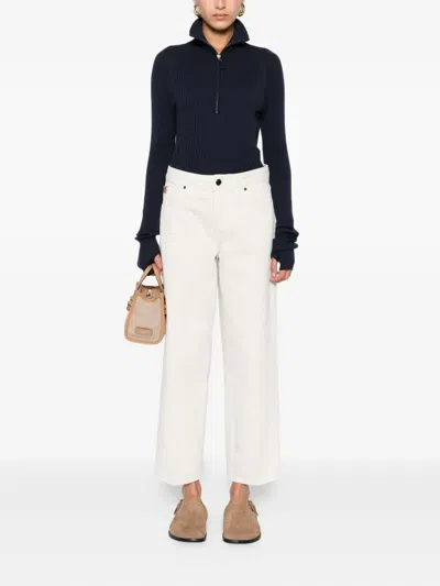 Kristensen Du Nord Zip-up Ribber Sweater In Burgundy