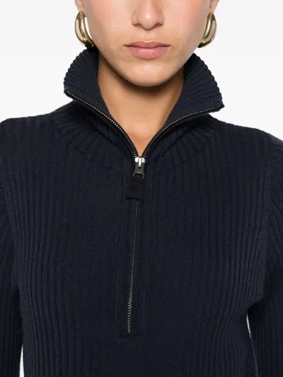 Kristensen Du Nord Zip-up Ribber Sweater In Burgundy