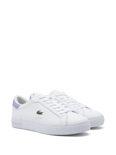 Lacoste Powercourt Crocodile-embroidered Sneakers In White