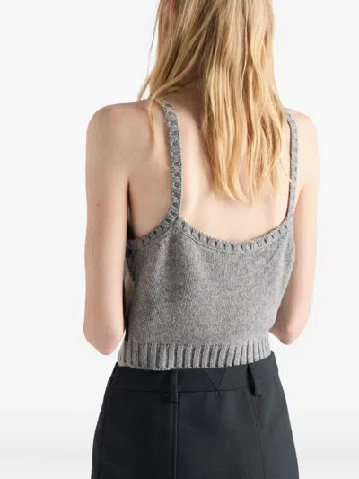 Prada Argyle-pattern Ribbed Top In Black