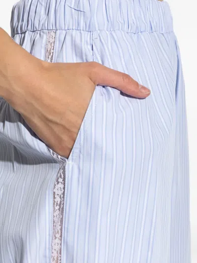 Loveshackfancy Striped-pattern Lace-trimmed Trousers In Blue