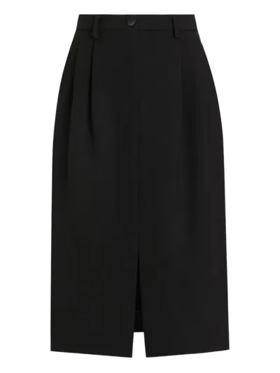 Dolce & Gabbana Double Wool Crepe Midi Skirt In Black