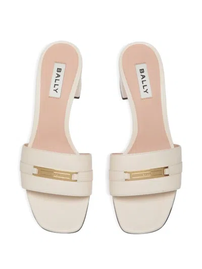 Bally 55mm Deco Plaque-embellished Block-heel Sandals In White