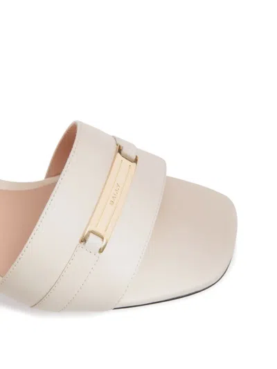 Bally 55mm Deco Plaque-embellished Block-heel Sandals In White