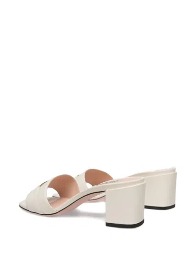 Bally 55mm Deco Plaque-embellished Block-heel Sandals In White