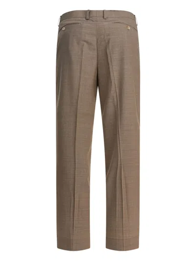 Auralee Tailored Wool Trousers With Pockets And Pleats In Brown