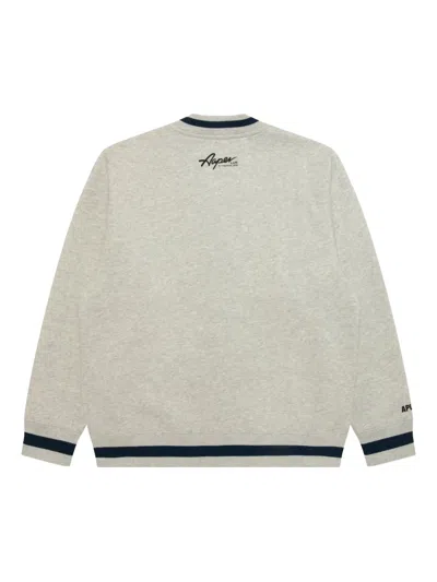 Aape By A Bathing Ape Embroidered-monkey Buttoned Cardigan In Gray