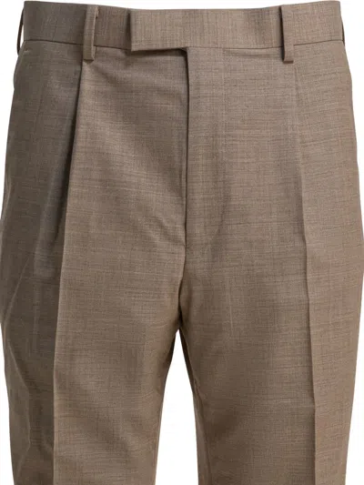 Auralee Tailored Wool Trousers With Pockets And Pleats In Brown