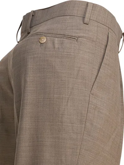 Auralee Tailored Wool Trousers With Pockets And Pleats In Brown