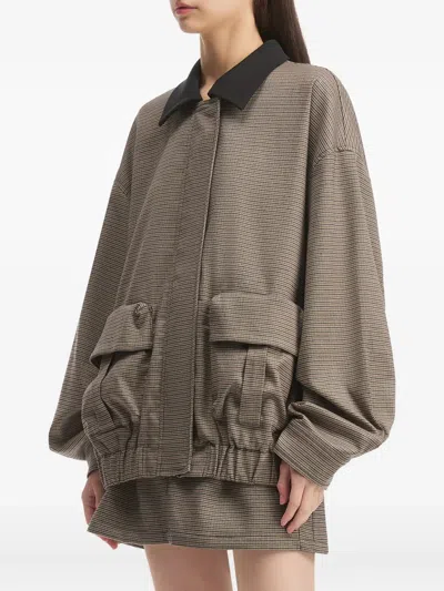 B+ab Check-pattern Mini Skirt Set In Brown