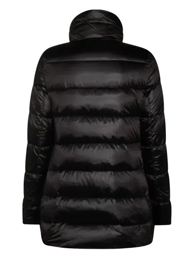 Moorer Long Quilted Down Jacket With High Collar In Black