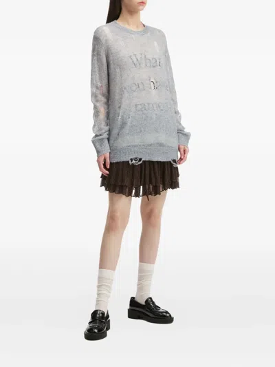 B+ab Distressed Sweater In Blue