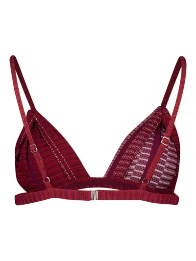 Zeus + Dione Aphrodite Textured Triangle Bra In Red