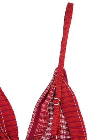 Zeus + Dione Aphrodite Textured Triangle Bra In Red