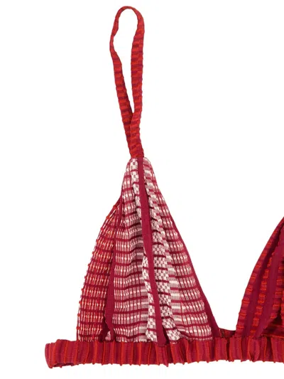 Zeus + Dione Aphrodite Textured Triangle Bra In Red