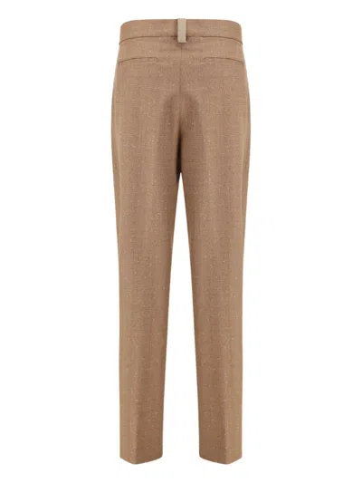 Fabiana Filippi Beige Fleece Wool Dress Pants In Brown