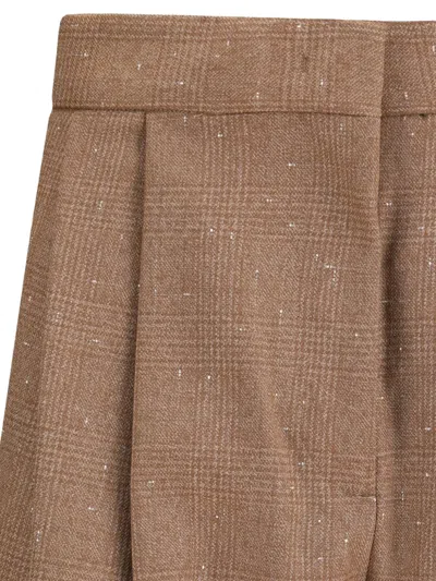 Fabiana Filippi Beige Fleece Wool Dress Pants In Brown