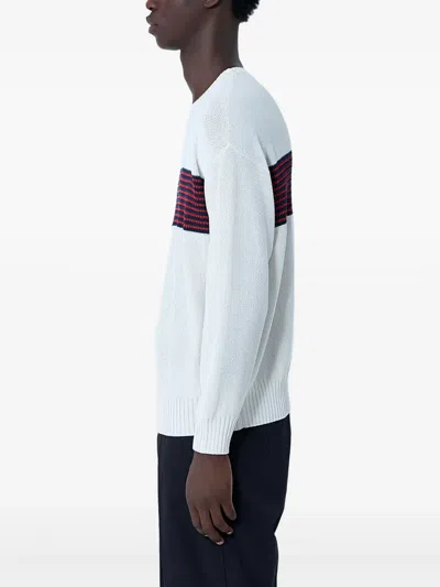 条纹细节圆领毛衣