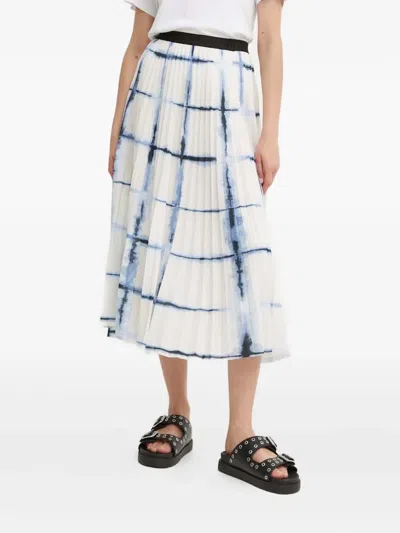 Munthe Pleated Grid-print Midi Skirt In Multi