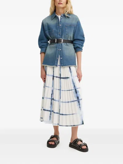 Munthe Pleated Grid-print Midi Skirt In Multi