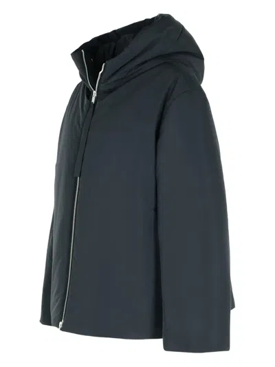 Jil Sander Fixed-hood Drawstring Puffer Jacket In Black