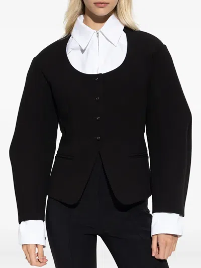Jacquemus Button-fastening Balloon-sleeve Jacket In Black