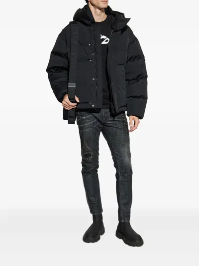 Dsquared2 Hooded Puffer Jacket In Black