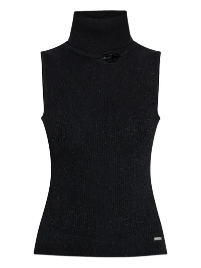 Dsquared2 Sleeveless Turtleneck Top In Black