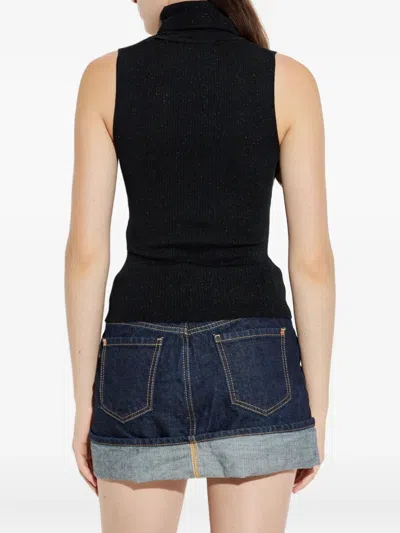 Dsquared2 Sleeveless Turtleneck Top In Black