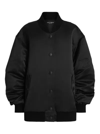 Dolce & Gabbana Oversized Jacket With Embossed Print In Black
